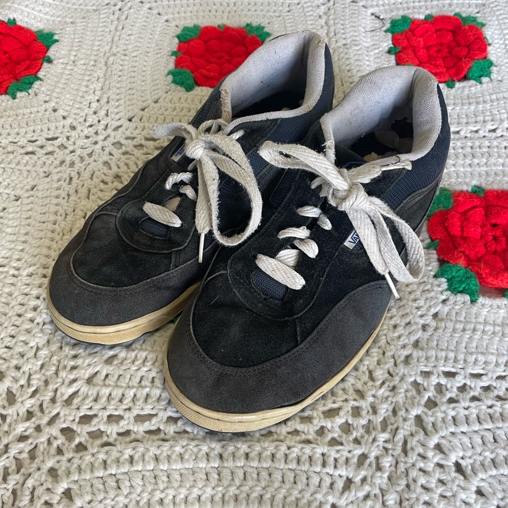 Vintage Vans Sonus Navy Black Suede Skate Sneakers Size 13 Made in Korea 1998